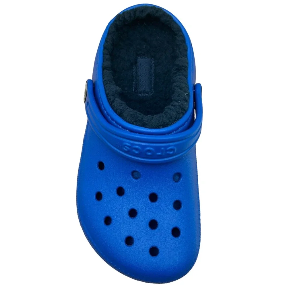 Crocs Little Boys Lined Slip on Clog Size 11 Royal Blue Warm Cozy Comfy Slippers